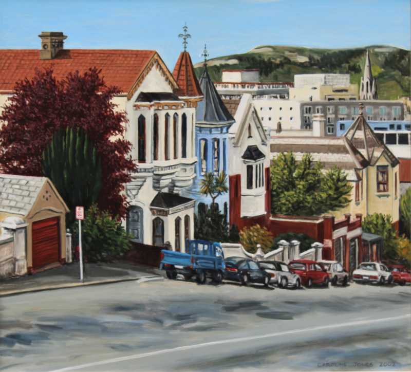 High Street Dunedin, painting by Caroline Jones